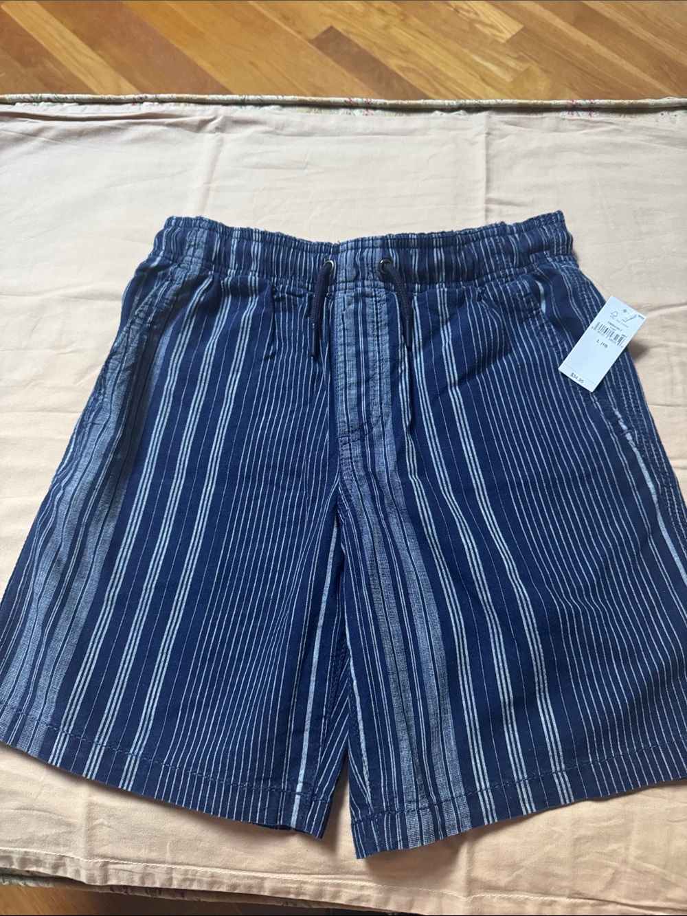 GAP Blue and White Vertical Stripe Kids Drawstring Shorts